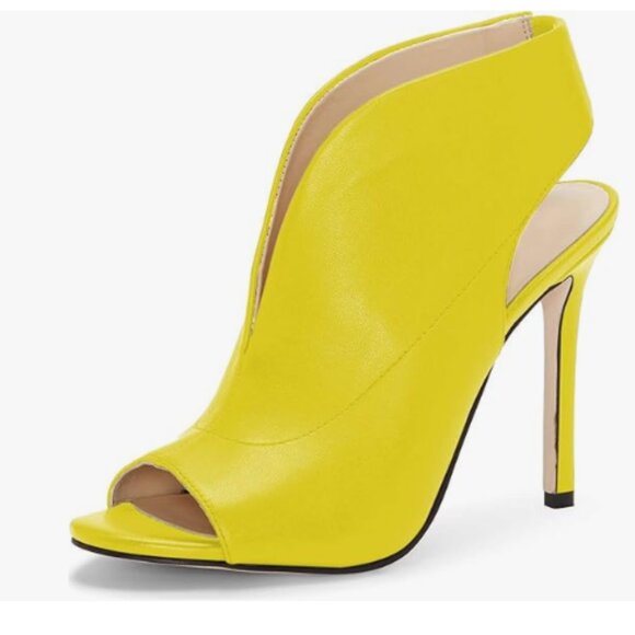 YDN Shoes - YDN Yellow Chic Slingback Peep Toe High Heel Sandals Ankle Boots Cutout Shoe